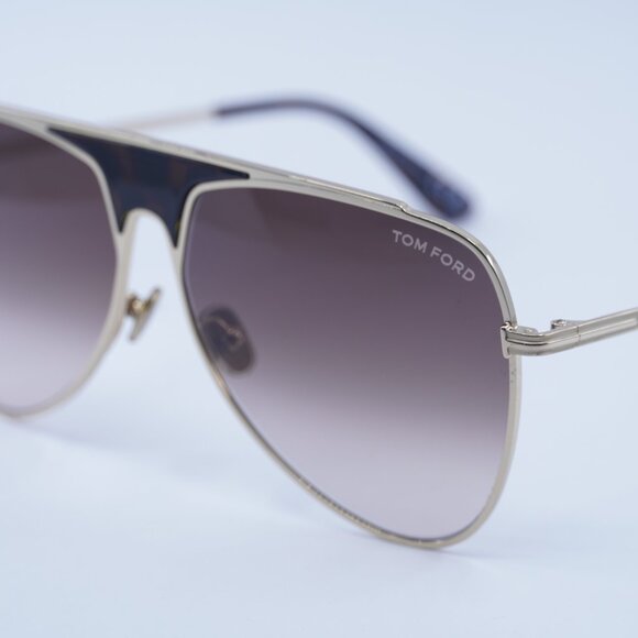 Tom Ford Ethan FT0935 28F Sunglasses Gold Aviator Frame, Brown Lenses - Picture 7 of 10